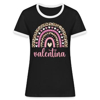 Valentina Regenbogen Name Geburtstag Valentina - Frauen Kontrast-T-Shirt - Schwarz/Weiß - Vorne - Selfina (174cm)