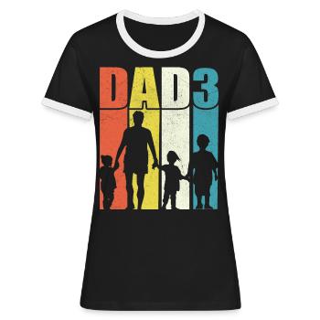 Vater von drei Kindern - Frauen Kontrast-T-Shirt - Schwarz/Weiß - Vorne - Selfina (174cm)
