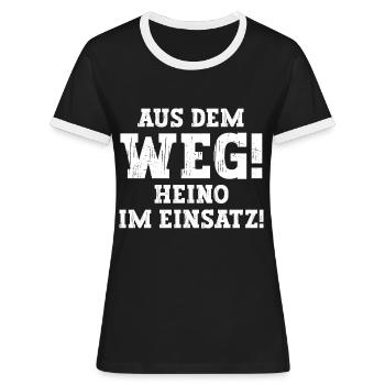 Heino Lustiger Spruch Vorname Name Heino - Frauen Kontrast-T-Shirt - Schwarz/Weiß - Vorne - Selfina (174cm)