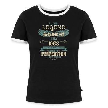 Juillet 1965 Vintage Anniversaire - T-shirt contrasté Femme - noir/blanc - Devant - Selfina (174cm)