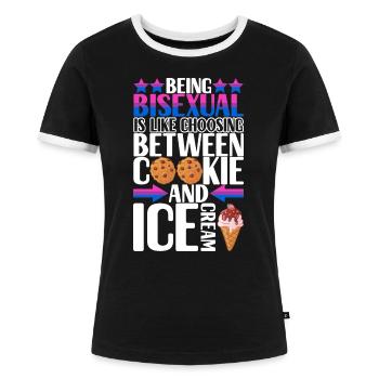 LGBTQ Bisexuell - Frauen Kontrast-T-Shirt - Schwarz/Weiß - Vorne - Selfina (174cm)