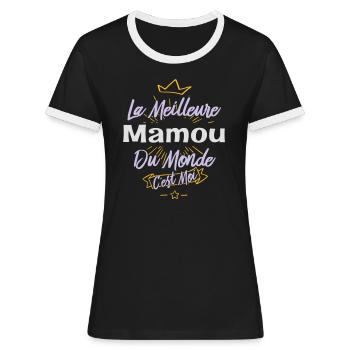 La meilleure mamou du monde - T-shirt contrasté Femme - noir/blanc - Devant - Selfina (174cm)