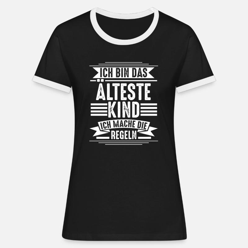 Ich bin das älteste Geschenk - Frauen Kontrast-T-Shirt - Schwarz/Weiß