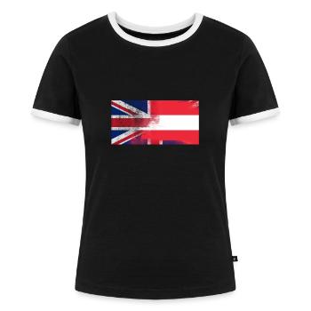 British Austrian Half Austria Half UK Flag - Women's Ringer T-Shirt - black/white - Front - Selfina (174cm)