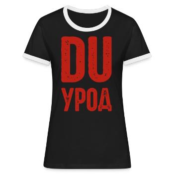Vous flippez ! Dire en russe Russak Russie pour - T-shirt contrasté Femme - noir/blanc - Devant - Selfina (174cm)