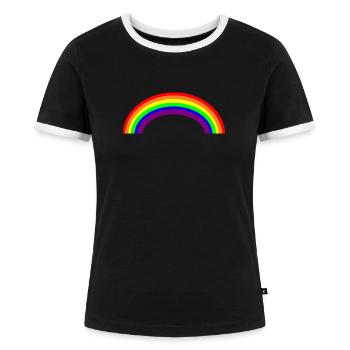 Regenbogen - Frauen Kontrast-T-Shirt - Schwarz/Weiß - Vorne - Selfina (174cm)