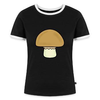 Mushroom, mushrooms - Women's Ringer T-Shirt - black/white - Front - Selfina (174cm)