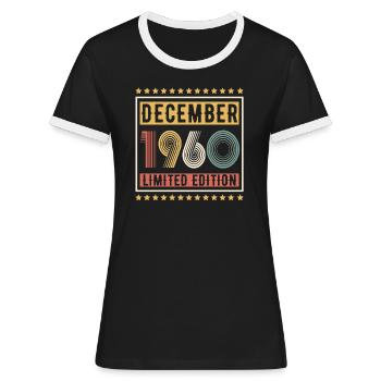 Millésime Décembre 1960 Edition Limitée Anniversaire - T-shirt contrasté Femme - noir/blanc - Devant - Selfina (174cm)