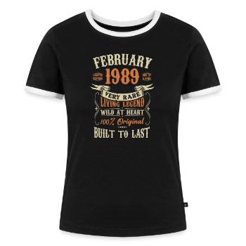 Février 1989 Cadeau d’anniversaire - T-shirt contrasté Femme - noir/blanc - Devant - Selfina (174cm)