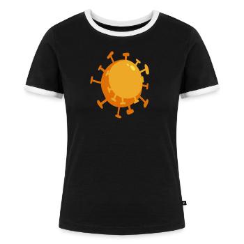 Pandémie de modèle de virus Corona - T-shirt contrasté Femme - noir/blanc - Devant - Selfina (174cm)