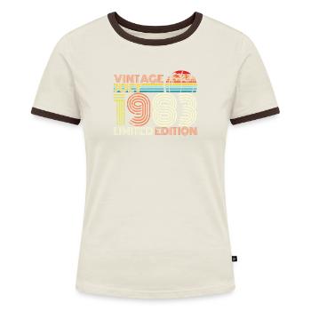 Juillet 1983 Anniversaire - T-shirt contrasté Femme - bleu/blanc - Devant