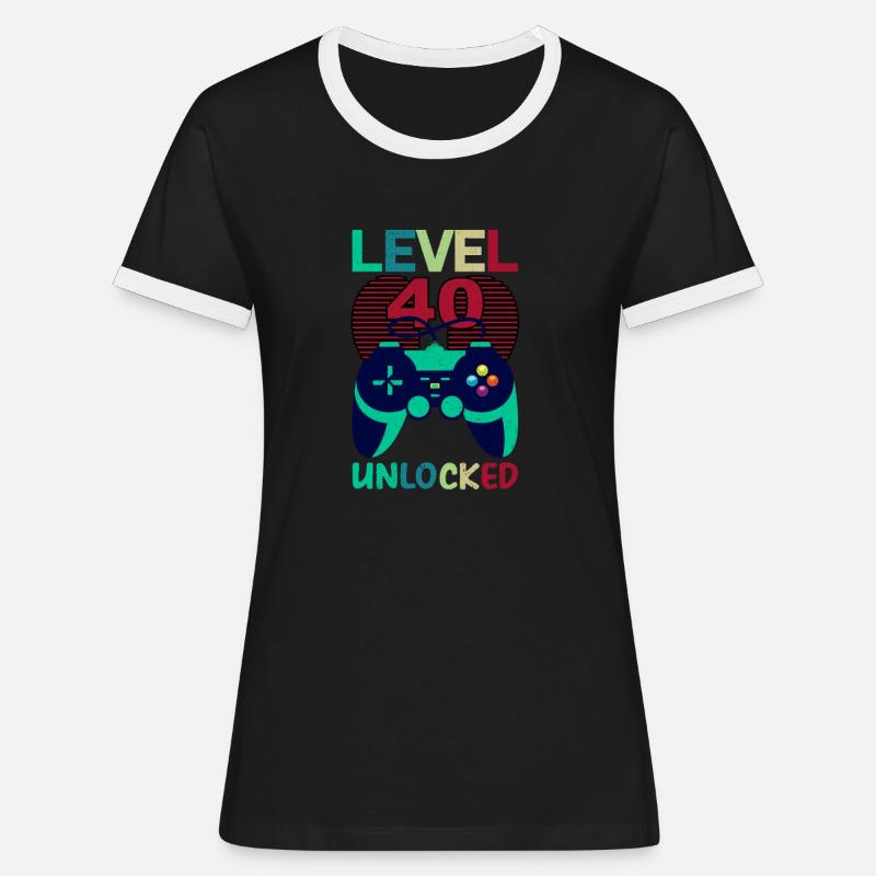 Level 40 Unlocked - Women's Ringer T-Shirt - black/white