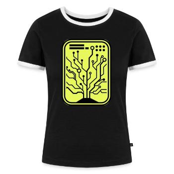 Micro Chip - Women's Ringer T-Shirt - black/white - Front - Selfina (174cm)