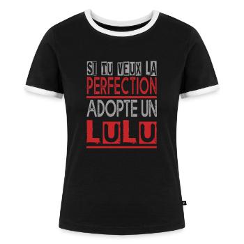 Si tu veux la perfection adopte Lulu Lucas Lucien - T-shirt contrasté Femme - noir/blanc - Devant - Selfina (174cm)