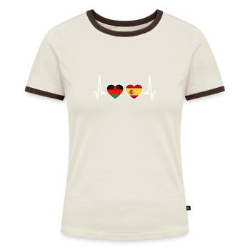 Malawi Spain Heartbeat Flag Spanish Malawian - Women's Ringer T-Shirt - blue/white - Front