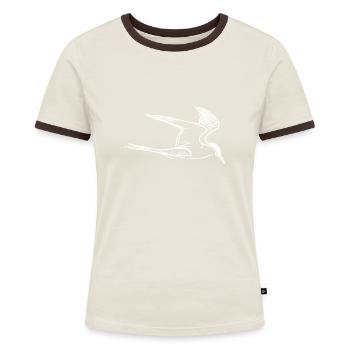 Elegante Seemöve im Flug - Frauen Kontrast-T-Shirt - Blau/Weiß - Vorne