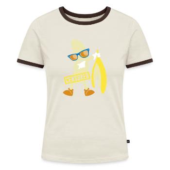 Banane nue censurée - T-shirt contrasté Femme - bleu/blanc - Devant
