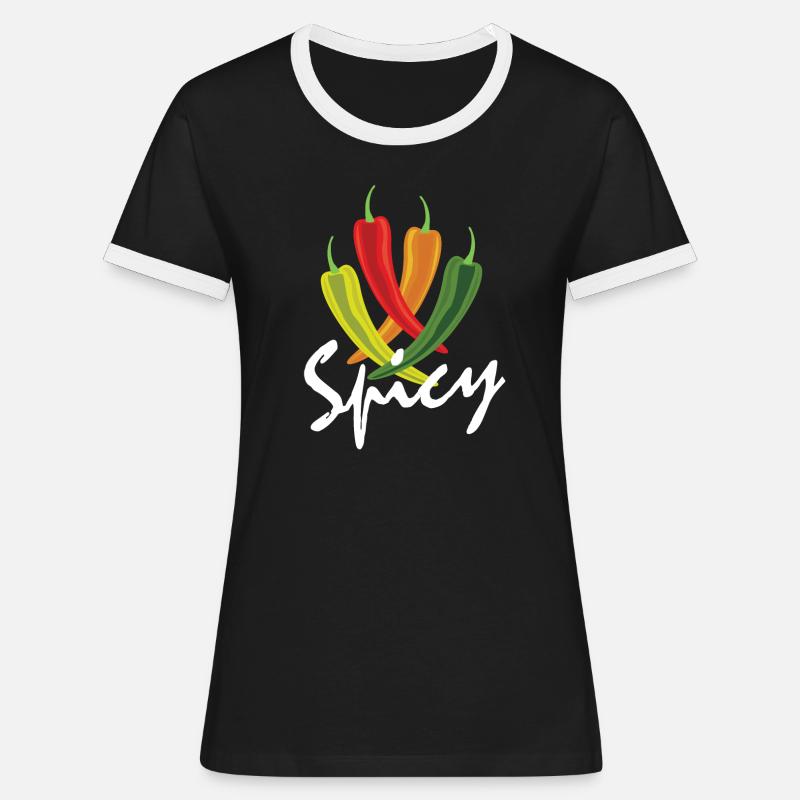 Spicy chilli pepper - Women's Ringer T-Shirt - black/white