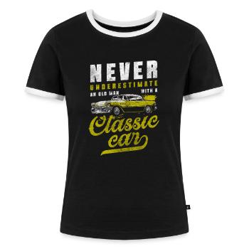 Oldtimer Automobil Baujahr - Frauen Kontrast-T-Shirt - Schwarz/Weiß - Vorne - Selfina (174cm)