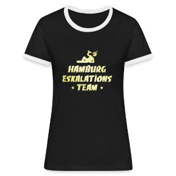 Hamburg Eskalation - Frauen Kontrast-T-Shirt - Schwarz/Weiß - Vorne - Selfina (174cm)