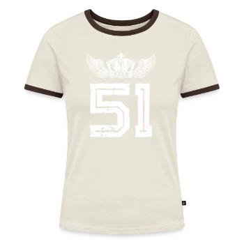 51 Zahl Krone - Frauen Kontrast-T-Shirt - Blau/Weiß - Vorne