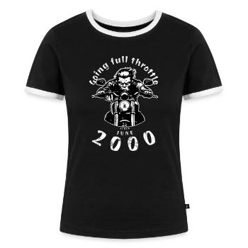 25. Geburtstag Going full throttle since 06/2000 - Frauen Kontrast-T-Shirt - Schwarz/Weiß - Vorne - Selfina (174cm)