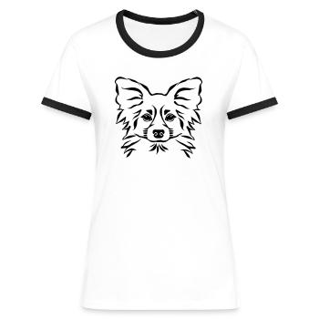 Papillon - Frauen Kontrast-T-Shirt - Blau/Weiß - Vorne