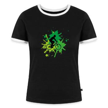 Fahrrad Fahrradfahren Fahrradtour Green - Frauen Kontrast-T-Shirt - Schwarz/Weiß - Vorne - Selfina (174cm)