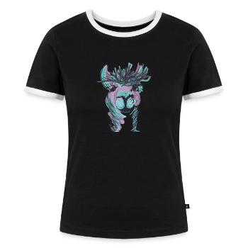 Alpaga Llama Purple - T-shirt contrasté Femme - noir/blanc - Devant - Selfina (174cm)
