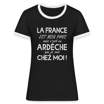 Ardéche c'est chez moi Humour pour ardéchois - T-shirt contrasté Femme - noir/blanc - Devant - Selfina (174cm)