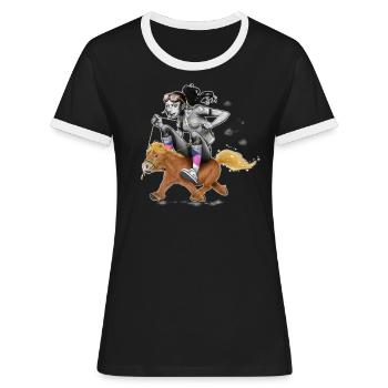 Ponymädchen V2 - 2022 - Frauen Kontrast-T-Shirt - Schwarz/Weiß - Vorne - Selfina (174cm)