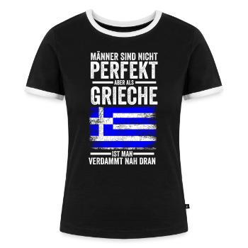 Griechenland Grieche Griechisches - Frauen Kontrast-T-Shirt - Schwarz/Weiß - Vorne - Selfina (174cm)
