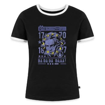 Beethoven Europa Design - Frauen Kontrast-T-Shirt - Schwarz/Weiß - Vorne - Selfina (174cm)