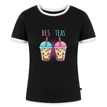 Bubble Tea - Women's Ringer T-Shirt - black/white - Front - Selfina (174cm)