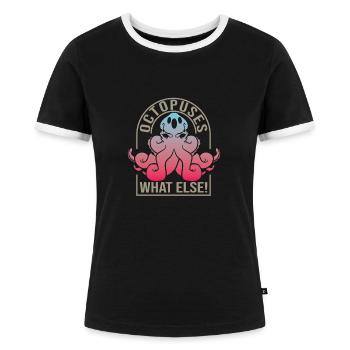 Octopus - Women's Ringer T-Shirt - black/white - Front - Selfina (174cm)