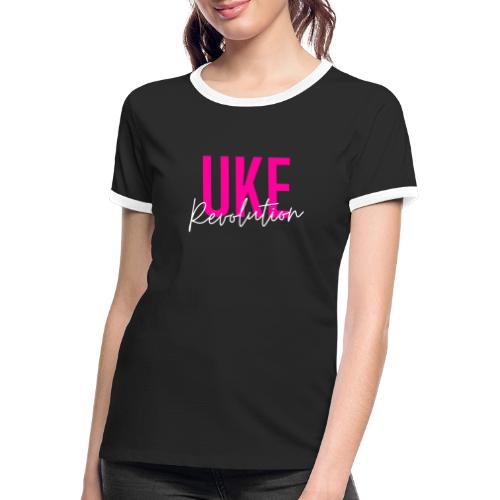 Front Only Pink Uke Revolution Name Logo - Dame kontrast-T-shirt