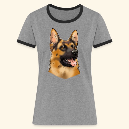 Tête de berger allemand (pour textiles foncés) - T-shirt contrasté Femme