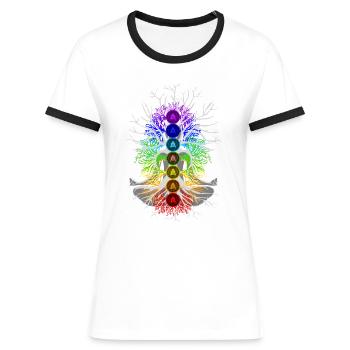 Chakra Harmony - Women's Ringer T-Shirt - blue/white - Front