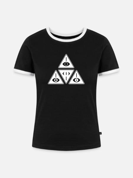 eyelluminati - Frauen Kontrast-T-Shirt - Schwarz/Weiß