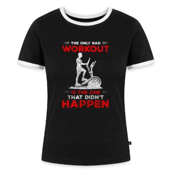 Cardio Sportgerät Fitnessstudio Läufer - Frauen Kontrast-T-Shirt - Schwarz/Weiß - Vorne - Selfina (174cm)