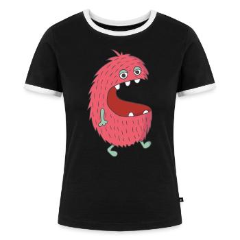 Hungriges Monster - Frauen Kontrast-T-Shirt - Schwarz/Weiß - Vorne - Selfina (174cm)