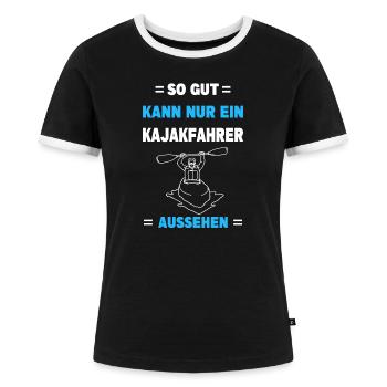 Kajak Wassersport Paddeln Kajakfahren Kajakfahrer - Frauen Kontrast-T-Shirt - Schwarz/Weiß - Vorne - Selfina (174cm)