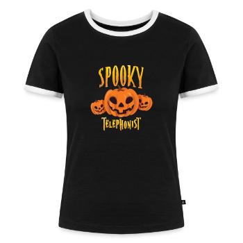 Téléphoniste effrayant - T-shirt contrasté Femme - noir/blanc - Devant - Selfina (174cm)