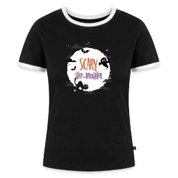 Scary Step daughter - Women's Ringer T-Shirt - black/white - Front - Selfina (174cm)