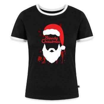 Bloody Christmas Merry Christmas Horror - Maglietta Contrast da donna - nero/bianco - Fronte - Selfina (174cm)