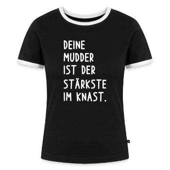 Votre blague sur la mère - T-shirt contrasté Femme - noir/blanc - Devant - Selfina (174cm)