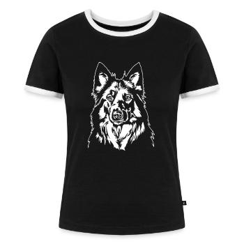 Bohemian Shepherd Portrait Schäferhund Wilsigns - Frauen Kontrast-T-Shirt - Schwarz/Weiß - Vorne - Selfina (174cm)