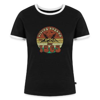 60. Geburtstag Living Legend since VIN 07/1965 - Frauen Kontrast-T-Shirt - Schwarz/Weiß - Vorne - Selfina (174cm)