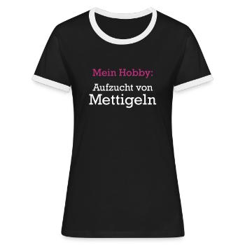 Mettigel - Frauen Kontrast-T-Shirt - Schwarz/Weiß - Vorne - Selfina (174cm)