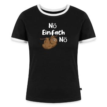 Noe einfach Noe Faultier lustiger Spruch Nö - Frauen Kontrast-T-Shirt - Schwarz/Weiß - Vorne - Selfina (174cm)